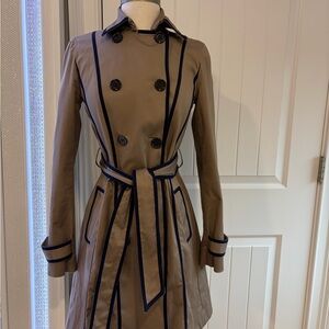 A/X Armani Exchange Tan Trench Coat with Navy Accents